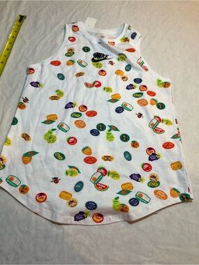 Nike White Fruit Sticker Print Tank Top youth size XL unisex NWOT
